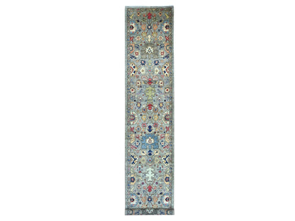 Heriz Tribal & Geometric hand-knotted wool runner in Gray, 3' x 17'5" — SKU O021189