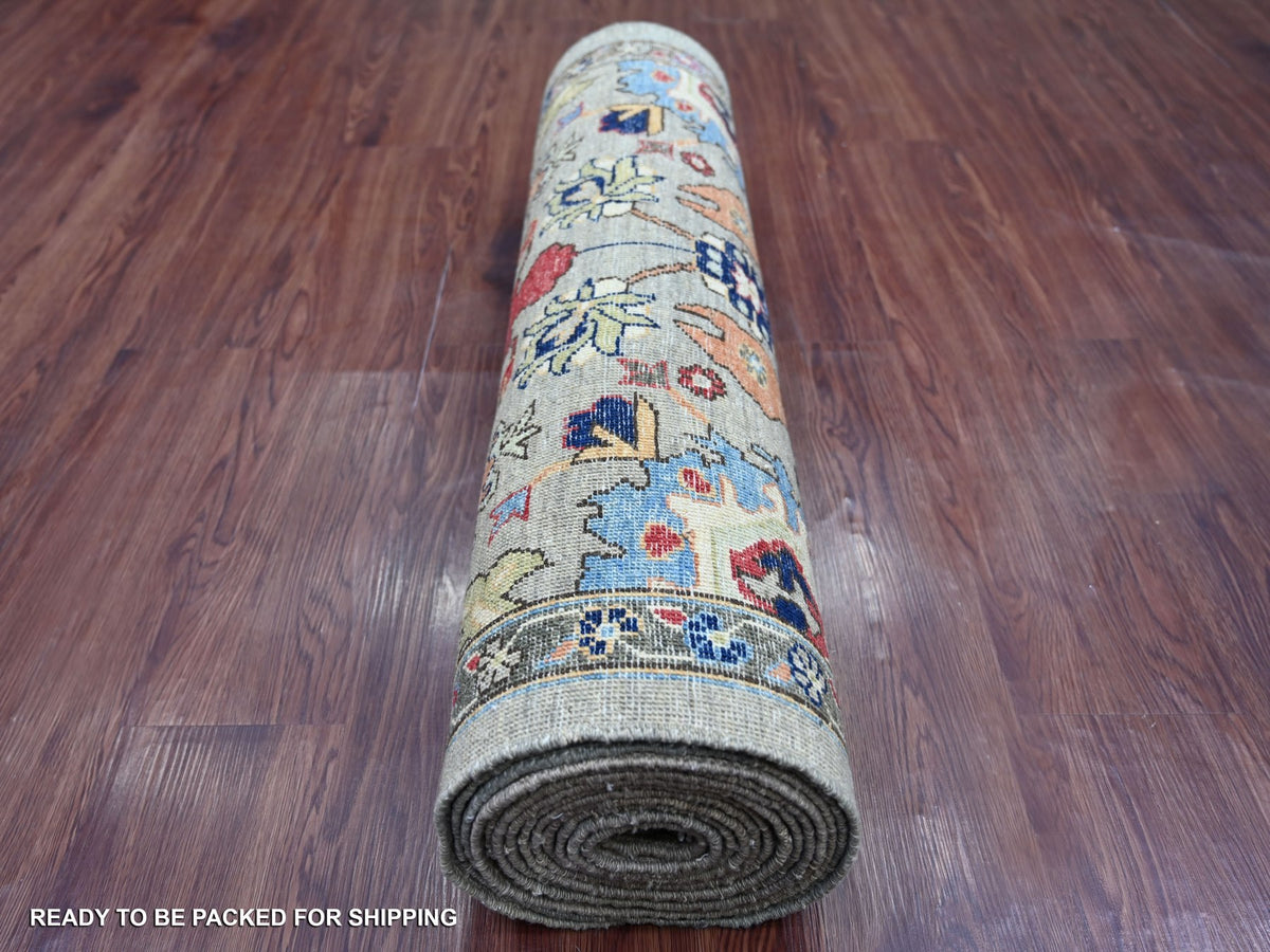Heriz Tribal & Geometric hand-knotted wool runner in Gray, 3' x 17'5" — SKU O021189 (view 4)