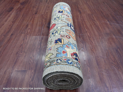 Heriz Tribal & Geometric hand-knotted wool runner in Gray, 3' x 17'5" — SKU O021189 (view 4)