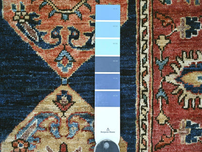 Blue 2'6" x 8'1" Tribal & Geometric Hand knotted Wool Rug - Sku: O021190