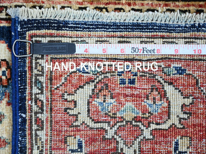 Blue 2'6" x 8'1" Tribal & Geometric Hand knotted Wool Rug - Sku: O021190