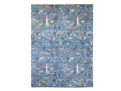 Blue 11'10" x 15'9" Oushak And Peshawar Hand knotted Wool Rug - Sku: O021192