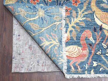 Blue 11'10" x 15'9" Oushak And Peshawar Hand knotted Wool Rug - Sku: O021192