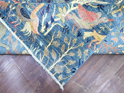 Blue 11'10" x 15'9" Oushak And Peshawar Hand knotted Wool Rug - Sku: O021192