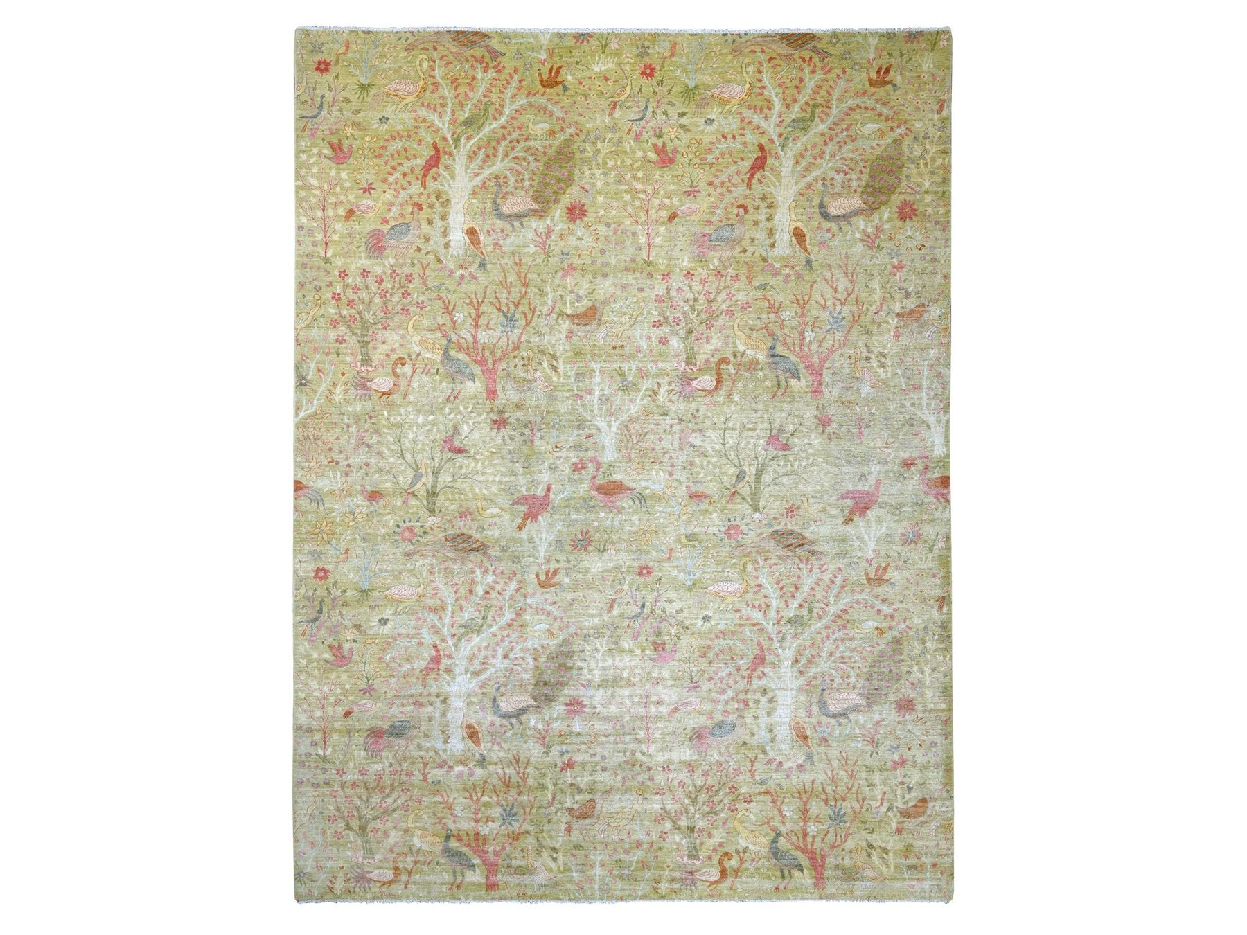 Green 11'11" x 15'8" Oushak And Peshawar Hand knotted Wool Rug - Sku: O021193