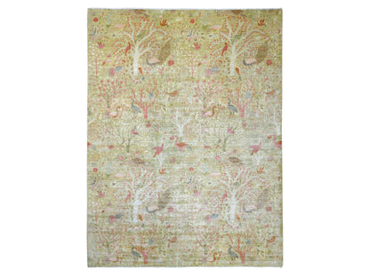 Green 11'11" x 15'8" Oushak And Peshawar Hand knotted Wool Rug - Sku: O021193