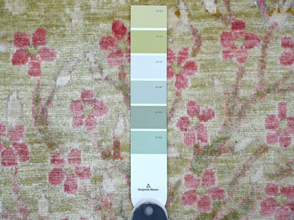 Green 11'11" x 15'8" Oushak And Peshawar Hand knotted Wool Rug - Sku: O021193