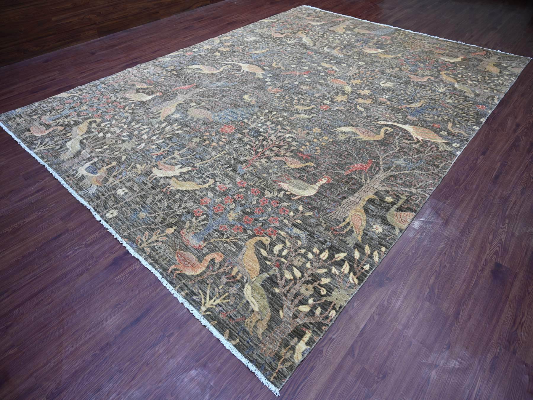 Peshawar Oushak hand-knotted wool rug in Gray, 10'1" x 13'9" — SKU O021194 (view 3)