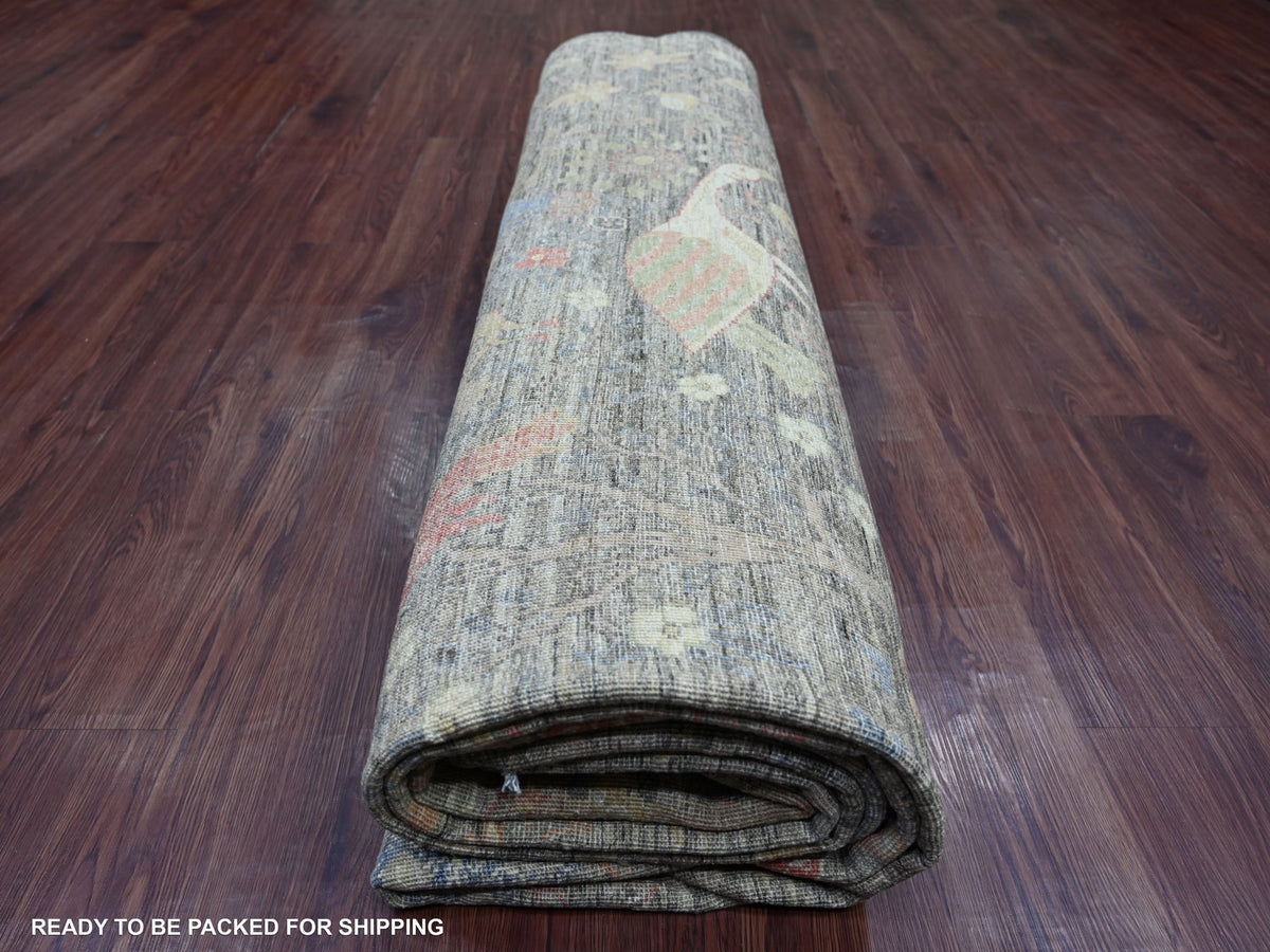 Peshawar Oushak hand-knotted wool rug in Gray, 10'1" x 13'9" — SKU O021194 (view 9)