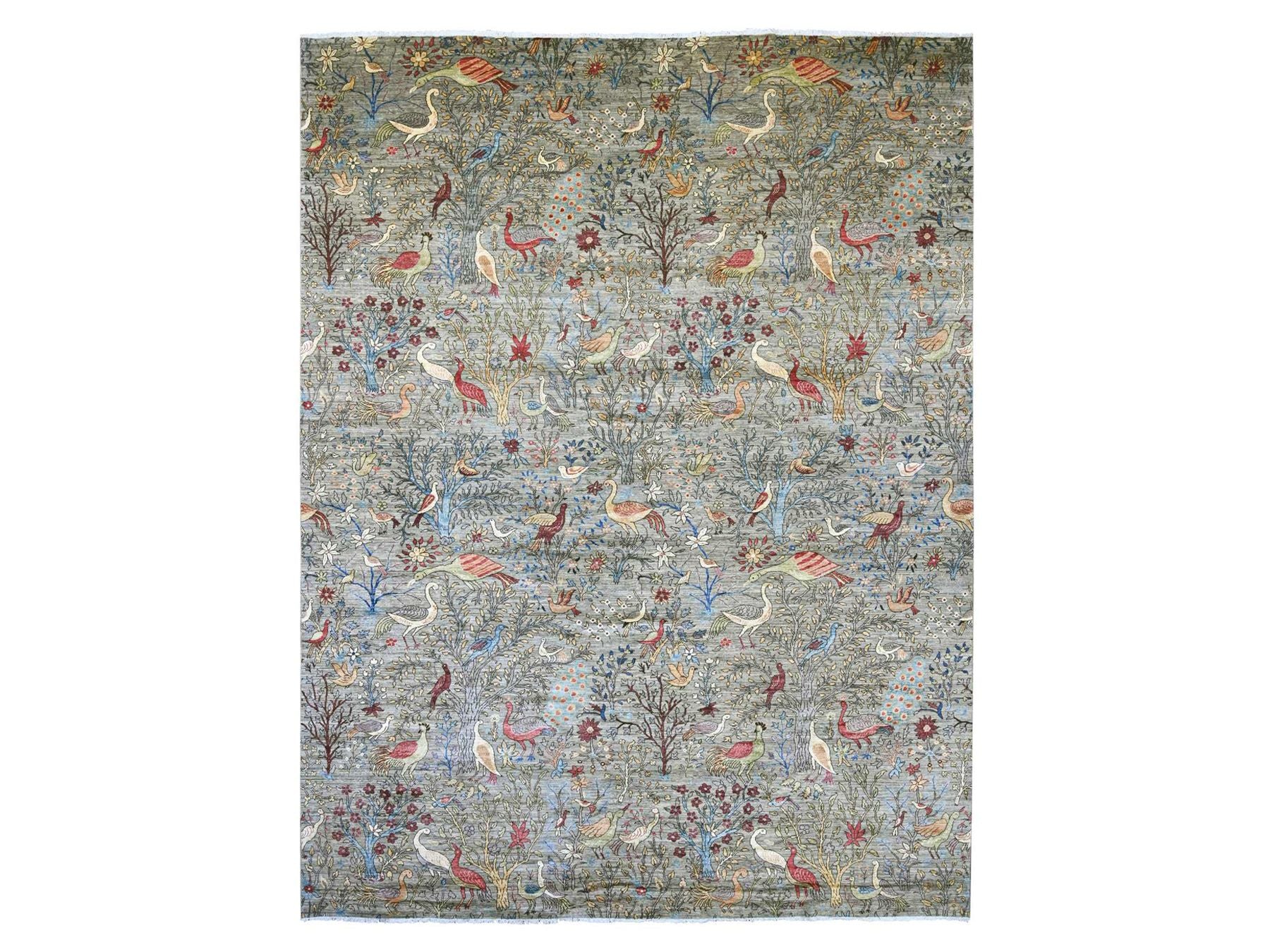 Grey 12'0" x 15'7" Oushak And Peshawar Hand knotted Wool Rug - Sku: O021196