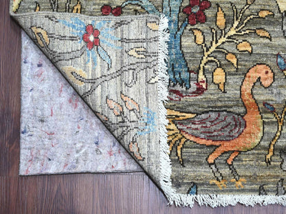 Grey 12'0" x 15'7" Oushak And Peshawar Hand knotted Wool Rug - Sku: O021196