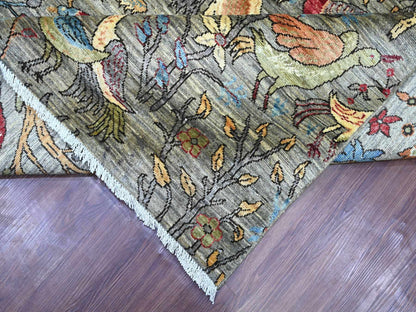 Grey 12'0" x 15'7" Oushak And Peshawar Hand knotted Wool Rug - Sku: O021196