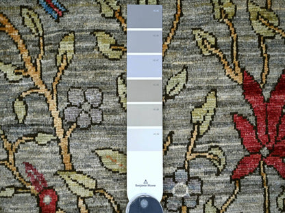 Grey 12'0" x 15'7" Oushak And Peshawar Hand knotted Wool Rug - Sku: O021196