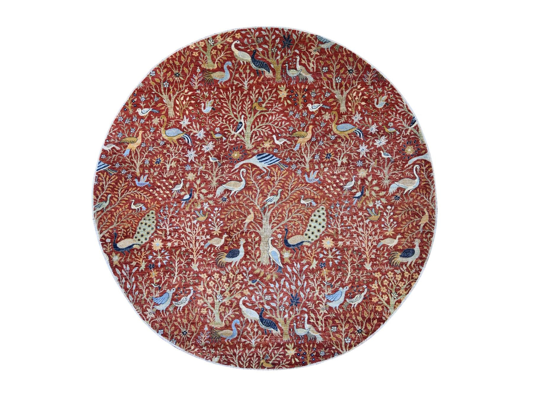 Peshawar Oushak hand-knotted wool rug in Red, 12'1" x 12'2" — SKU O021199