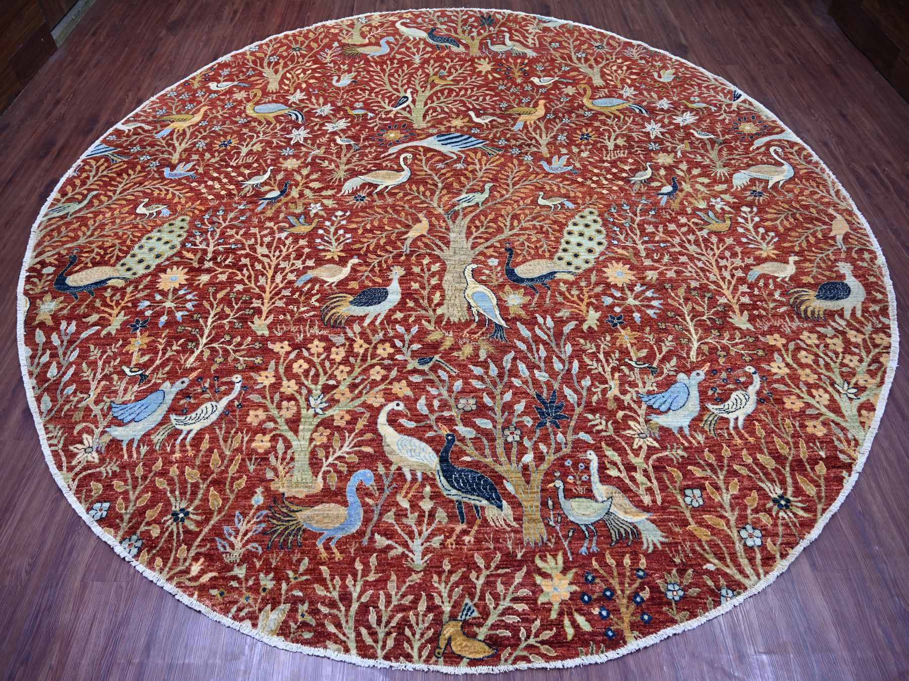 Peshawar Oushak hand-knotted wool rug in Red, 12'1" x 12'2" — SKU O021199 (view 2)