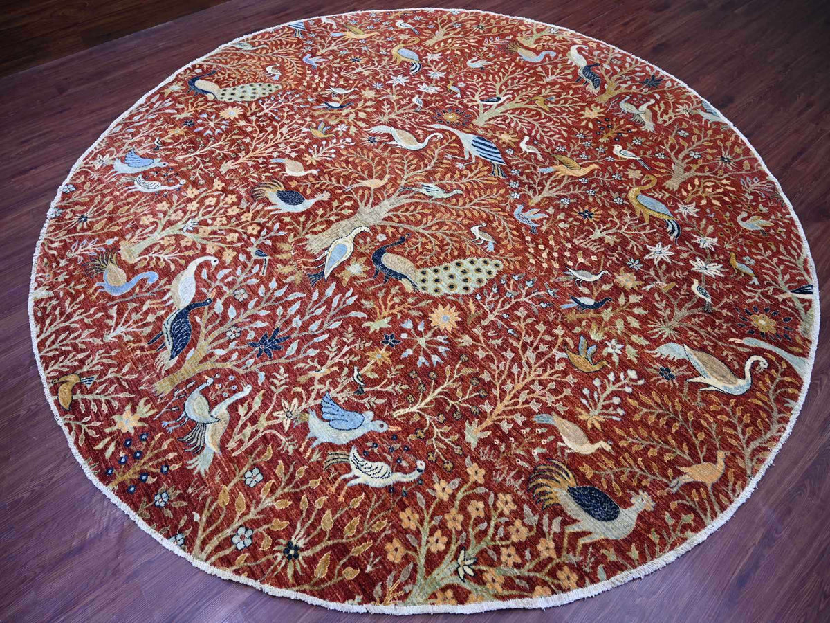 Peshawar Oushak hand-knotted wool rug in Red, 12'1" x 12'2" — SKU O021199 (view 3)