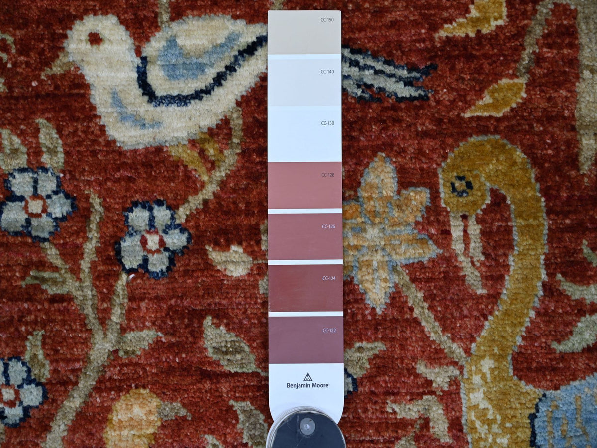 Peshawar Oushak hand-knotted wool rug in Red, 12'1" x 12'2" — SKU O021199 (view 7)
