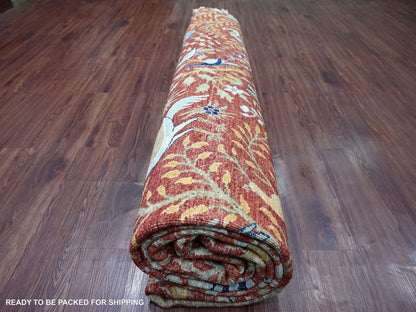 Peshawar Oushak hand-knotted wool rug in Red, 12'1" x 12'2" — SKU O021199 (view 9)