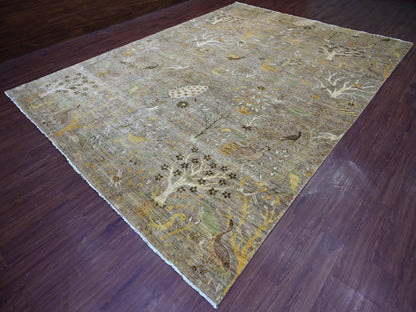Brown 10'1" x 13'9" Oushak And Peshawar Hand knotted Wool Rug - Sku: O021200