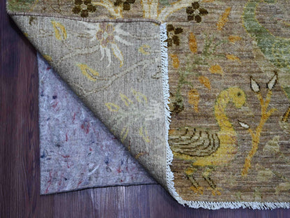 Brown 10'1" x 13'9" Oushak And Peshawar Hand knotted Wool Rug - Sku: O021200
