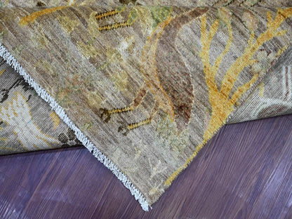 Brown 10'1" x 13'9" Oushak And Peshawar Hand knotted Wool Rug - Sku: O021200