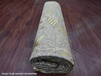 Brown 10'1" x 13'9" Oushak And Peshawar Hand knotted Wool Rug - Sku: O021200