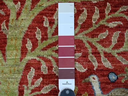 Red 2'6" x 19'8" Oushak And Peshawar Hand knotted Wool Rug - Sku: O021203