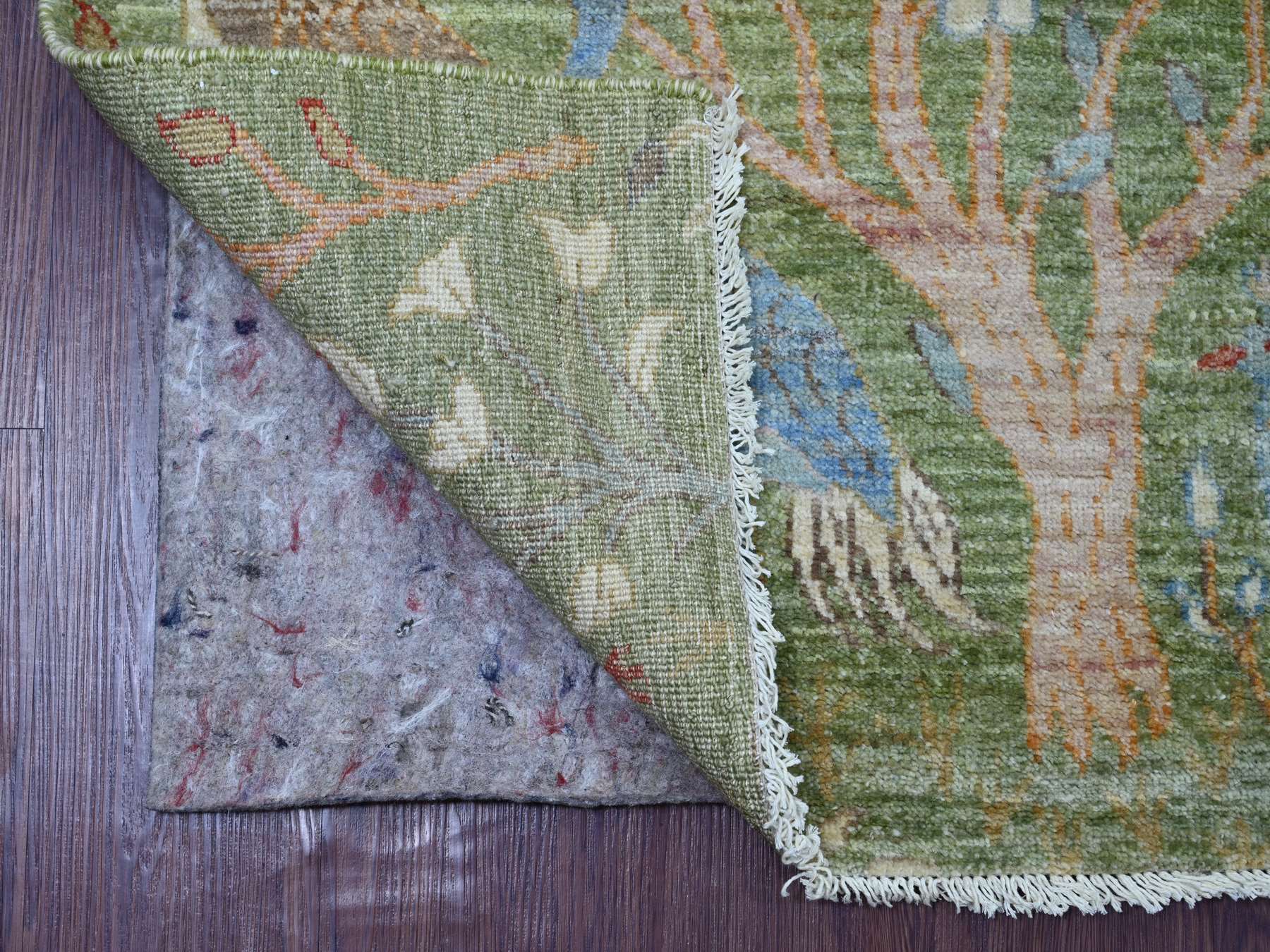 Green 2'7" x 8'1" Oushak And Peshawar Hand knotted Wool Rug - Sku: O021204