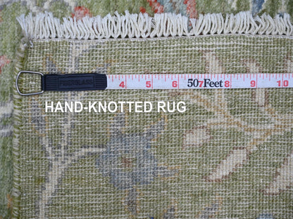 Green 2'7" x 8'1" Oushak And Peshawar Hand knotted Wool Rug - Sku: O021204