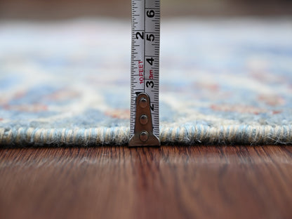 Blue 2'6" x 7'11" Oushak And Peshawar Hand knotted Wool Rug - Sku: O021205