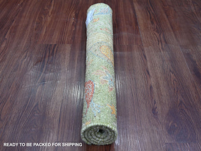 Green 2'1" x 3'0" Oushak And Peshawar Hand knotted Wool Rug - Sku: O021206