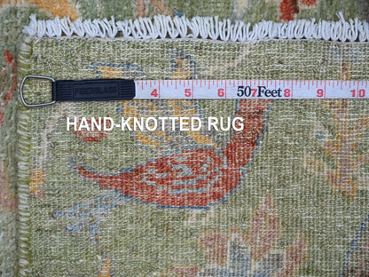 Green 2'1" x 3'0" Oushak And Peshawar Hand knotted Wool Rug - Sku: O021206