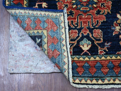 Blue 2'10" x 7'11" Tribal & Geometric Hand knotted Wool Rug - Sku: O021208