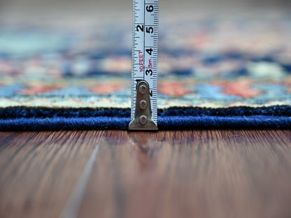 Blue 2'10" x 7'11" Tribal & Geometric Hand knotted Wool Rug - Sku: O021208