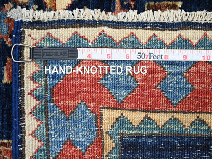 Blue 2'10" x 7'11" Tribal & Geometric Hand knotted Wool Rug - Sku: O021208