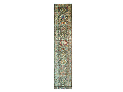 Brown 2'7" x 15'7" Oushak And Peshawar Hand knotted Wool Rug - Sku: O021211