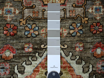 Brown 2'7" x 15'7" Oushak And Peshawar Hand knotted Wool Rug - Sku: O021211