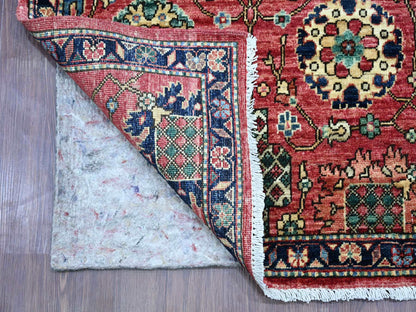 Tribal & Geometric hand-knotted wool runner in Red & Navy Blue, 2'8" x 19'7" — SKU O021212 (view 2)