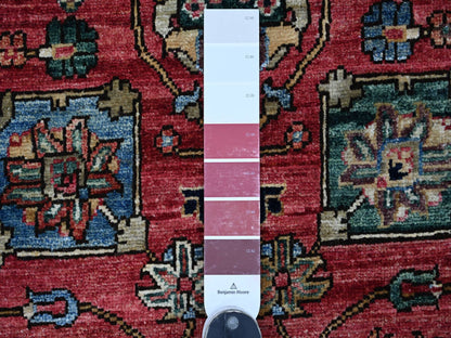 Tribal & Geometric hand-knotted wool runner in Red & Navy Blue, 2'8" x 19'7" — SKU O021212 (view 3)
