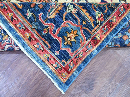Blue 8'0" x 9'10" Heriz Hand knotted Wool Rug - Sku: O021214