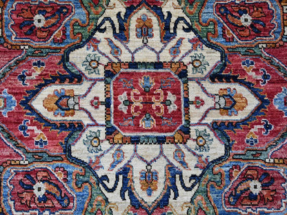 Blue 8'0" x 9'10" Heriz Hand knotted Wool Rug - Sku: O021214