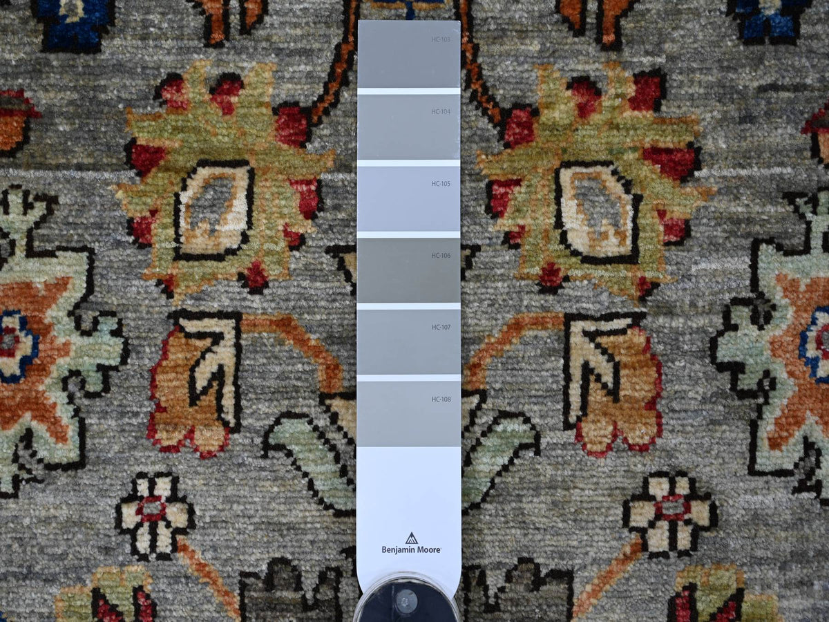 Heriz Tribal & Geometric hand-knotted wool runner in Gray & Brown, 2'11" x 19'9" — SKU O021215 (view 3)