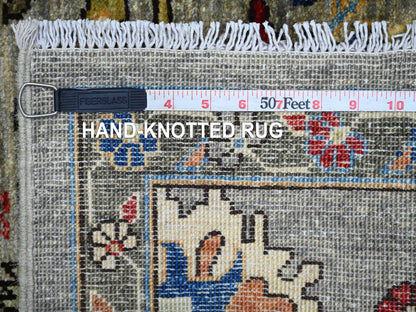 Grey 2'11" x 19'9" Tribal & Geometric Hand knotted Wool Rug - Sku: O021215
