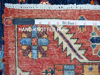 Blue 3'1" x 19'6" Tribal & Geometric Hand knotted Wool Rug - Sku: O021216