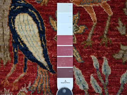 Red 3'0" x 4'10" Oushak And Peshawar Hand knotted Wool Rug - Sku: O021222