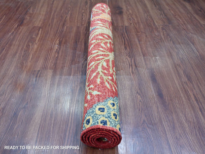 Red 3'0" x 4'10" Oushak And Peshawar Hand knotted Wool Rug - Sku: O021222