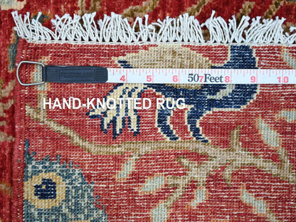 Red 3'0" x 4'10" Oushak And Peshawar Hand knotted Wool Rug - Sku: O021222