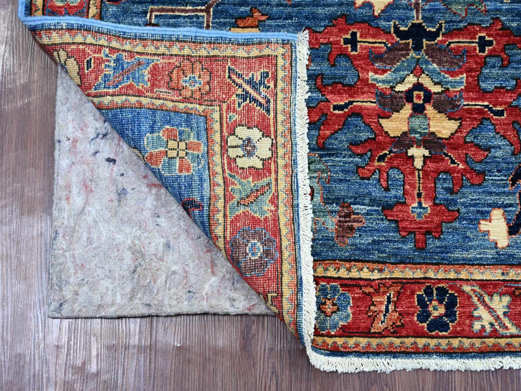 Blue 4'1" x 9'11" Tribal & Geometric Hand knotted Wool Rug - Sku: O021230