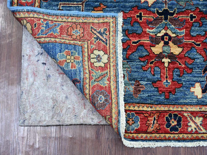Blue 4'1" x 9'11" Tribal & Geometric Hand knotted Wool Rug - Sku: O021230