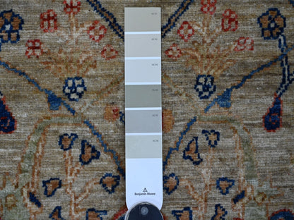 Peshawar Tribal & Geometric hand-knotted wool rug in Gray & Ivory, 4'1" x 6' — SKU O021232 (view 3)